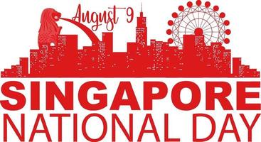 día nacional de singapur con marina bay sands singapur y fuegos artificiales vector
