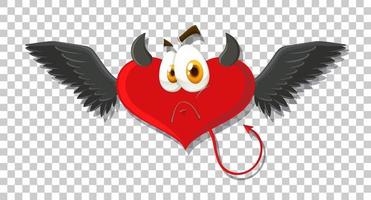 diablo en forma de corazón con expresión facial vector