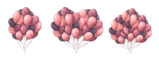 Heart shape made of balloons. Watercolor illustration. vector