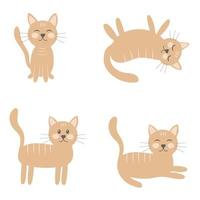 Conjunto de gatos en diferentes poses ilustración vectorial vector