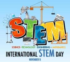 International STEM day on November 8th banner with STEM logo vector