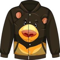 parte delantera de la chaqueta bomber con estampado de oso negro vector