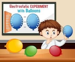 experimento de ciencia electrostática con niño científico vector