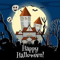 Haunted halloween mansion at night vector