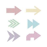 Set of arrows isolated with halftone style, vector illustration