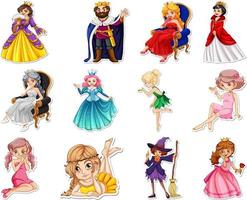 conjunto de pegatinas con diferentes personajes de dibujos animados de cuento de hadas