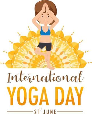 International Yoga Day banner with woman doing yoga pose