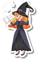 Beautiful witch cartoon character sticker vector