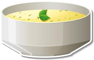 Bowl of soup sticker on white background vector