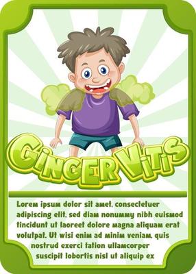 Character game card template with word Ginger Vitis