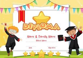 Kids diploma certificate template vector