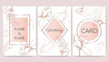 conjunto de tarjetas de celebración de boda con lugar para texto. vector