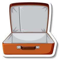 maleta de cuero abierta pegatina de dibujos animados vector