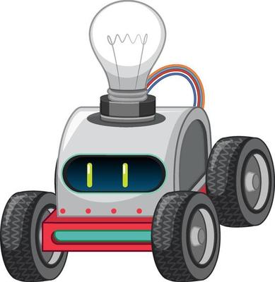 Vintage robot car toy with light bulb