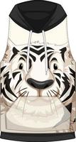 Front of hoodie sleeveless with white tiger pattern vector