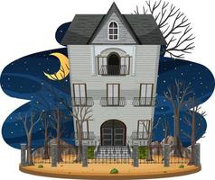 Haunted house at night scene vector