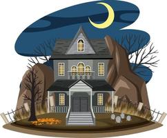 Haunted house at night scene vector