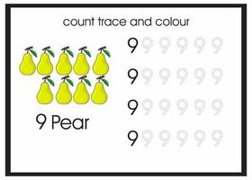 count trace and colour pear vector