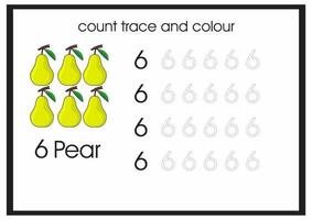 count trace and colour pear vector