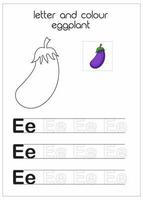 letter and colour eggplant vector