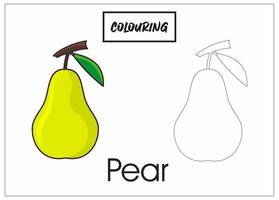 colouring a pear for child learn to colouring vector