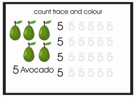 count trace and colour avocado number 5 vector