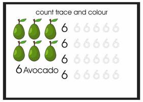 count trace and colour avocado number 6 vector