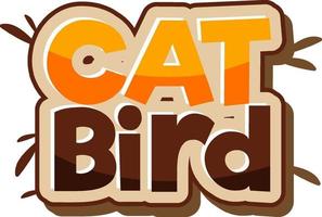 Cat Bird font banner in cartoon style isolated vector