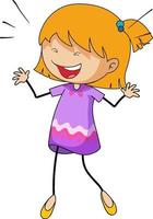 A happy girl doodle cartoon character isolated vector