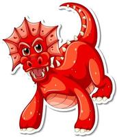 Red Dragon cartoon character sticker vector