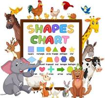 Shapes chart board with wild animals vector