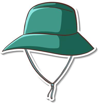 Sticker design with green bucket hat isolated