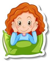 Sticker template with a girl smiling isolated vector