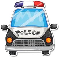 Diseño de etiqueta con vista frontal del coche de policía aislado