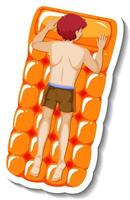 Man laying on floating swimming pool mattress vector