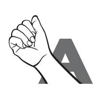 Hand sign language alphabet Letter A Vector Illustration.