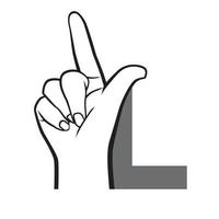 Hand sign language alphabet Letter L Vector Illustration.