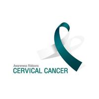 Teal and white Awareness Ribbons of Cervical cancerVector vector