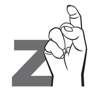 Hand sign language alphabet Letter Z Vector Illustration.