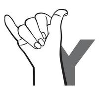 Hand sign language alphabet Letter Y Vector Illustration.