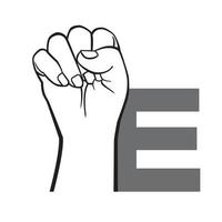 Hand sign language alphabet Letter E Vector Illustration.