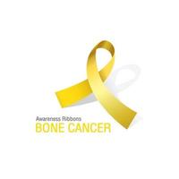 Yellow Awareness Ribbons of Bone cancerVector illustration. vector