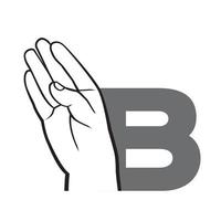 Hand sign language alphabet Letter B Vector Illustration.