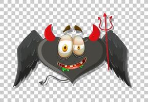 diablo en forma de corazón con expresión facial vector