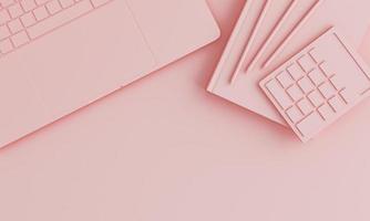 Pink monochrome minimal office desk