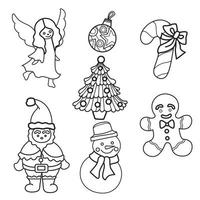 Christmas ornaments hand drawn for adult coloring book vector