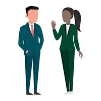 hombre y mujer de negocios comunican ideas entre ellos - vector