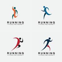 Ilustración de vector de símbolo de logotipo de gente corriendo
