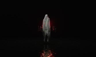 Evil spirit ghost with crosses over water photo