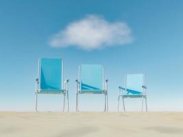 Outdoor chairs on the beach sand photo